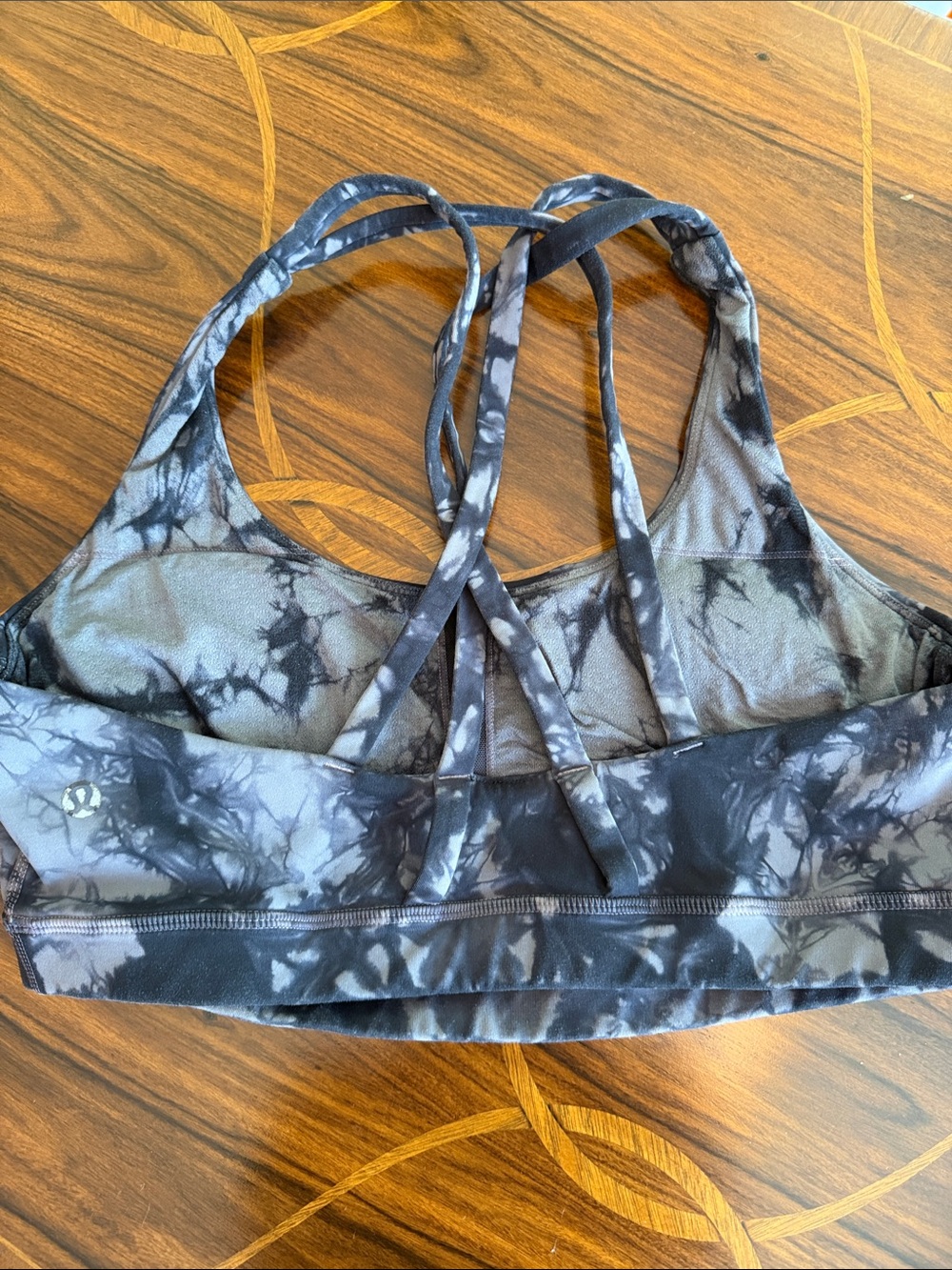 lululemon athletica Strappy Tie-Dye Sports Bra - Black & Gray size 10